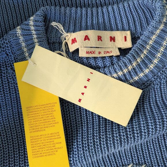 AUTH MARNI SWEATER Men Pullover Jumper Size 46 Blue MSRP $1,071 - Picture 7 of 16